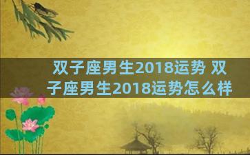 双子座男生2018运势 双子座男生2018运势怎么样